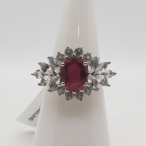Ruby White Topaz Sterling Silver Ring SZ 8 TGW - Picture 4 of 14